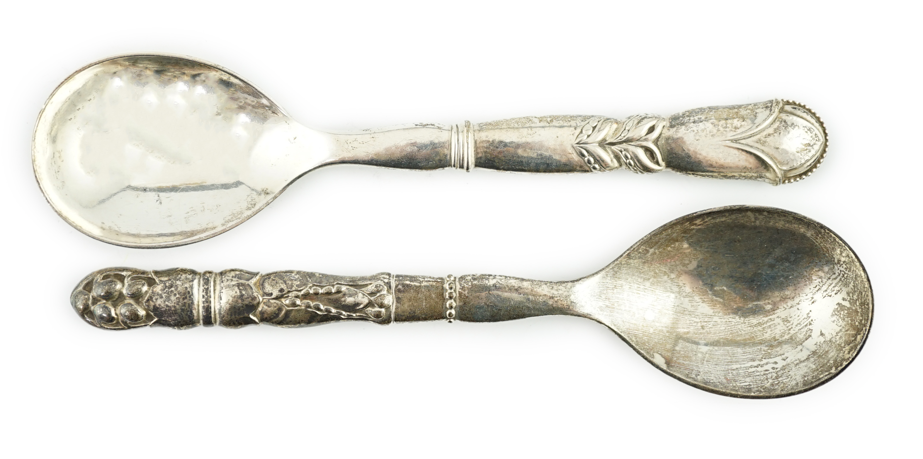 Two Georg Jensen sterling serving spoons